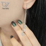 گوشواره نقره آویز طرح گل