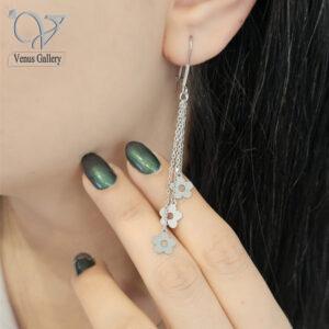 گوشواره نقره آویز طرح گل