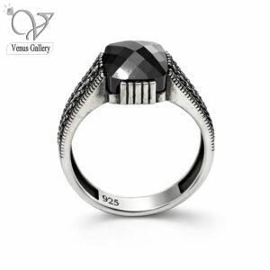 انگشتر نقره مردانه با سنگ اونیکس مشکی