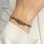 دستبند نقره نگین مارکازیت طرح گل