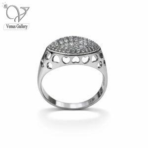 انگشتر نقره مردانه جواهری با رکاب قلب