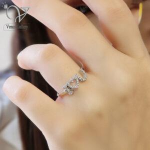 انگشتر نقره دخترانه مدل دوستت دارم