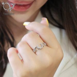 انگشتر نقره دخترانه طرح نعل اسب