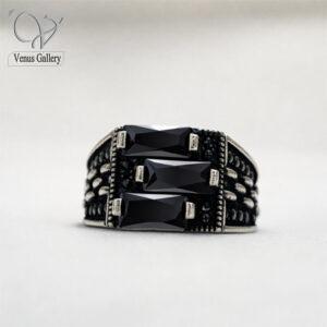 انگشتر نقره مردانه سنگ اونیکس ترکیه ای