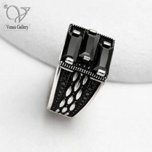 انگشتر نقره مردانه سنگ اونیکس ترکیه ای