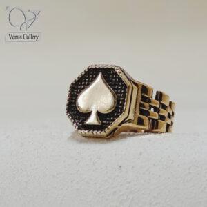 انگشتر مردانه طلاروسی مدل آس پیک