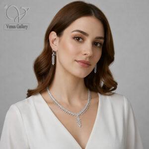 نیم ست نقره تمام تراش مدل لیانا