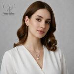گردنبند نقره 925 طرح قلب و ستاره مرواریدی