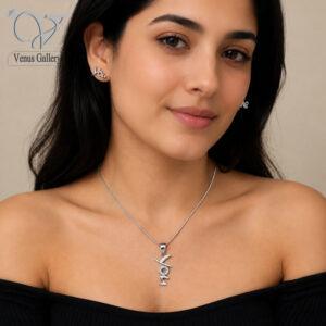 نیم ست نقره زنانه طرح Me & You مدل ظریف عیار 925