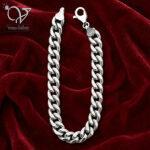 دستبند نقره مردانه عیار ۹۲۵ مدل کارتیر پهن با قفل خرچنگی