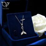 گردنبند نقره زنانه مدل دم وال با تلسکوپ دوستت دارم عیار 925