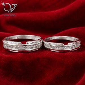 حلقه ست نقره 925 نگین‌دار زنانه و مردانه مدل خطی